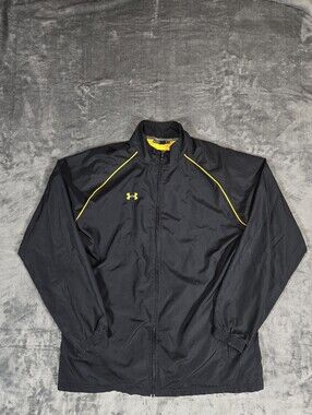 Under Armour Athletic Warm Up Jacket Size XL Tall Black Yellow Wimdbreaker